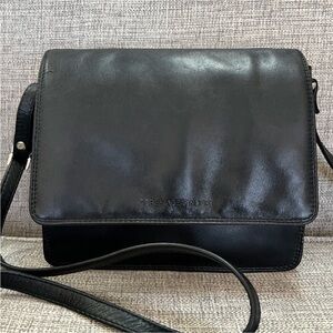 Derek Alexander Genuine Leather Multi Pocket Organizer Flap Crossbody Bag